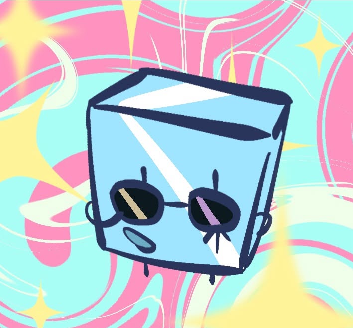 戴著墨鏡的 ICE 冰塊角色插畫